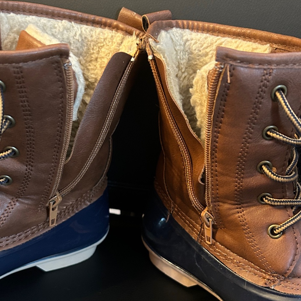 Stylish Brown and Blue Women's Winter Boots - Picture 3 of 5